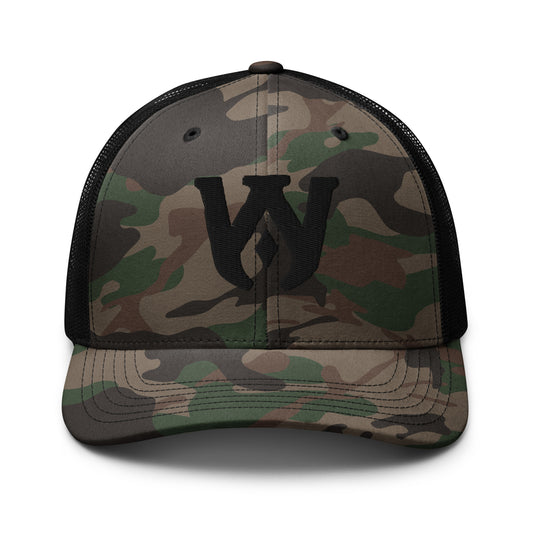 Whole Armor Black Monogram Camouflage trucker hat