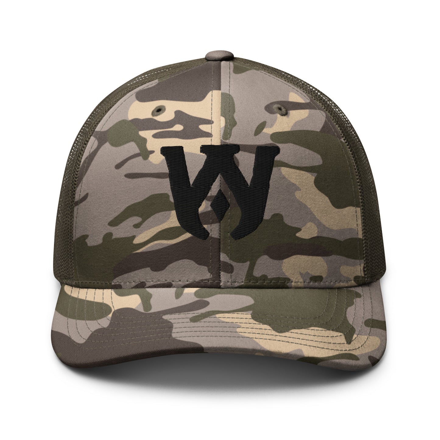 Whole Armor Black Monogram Camouflage trucker hat