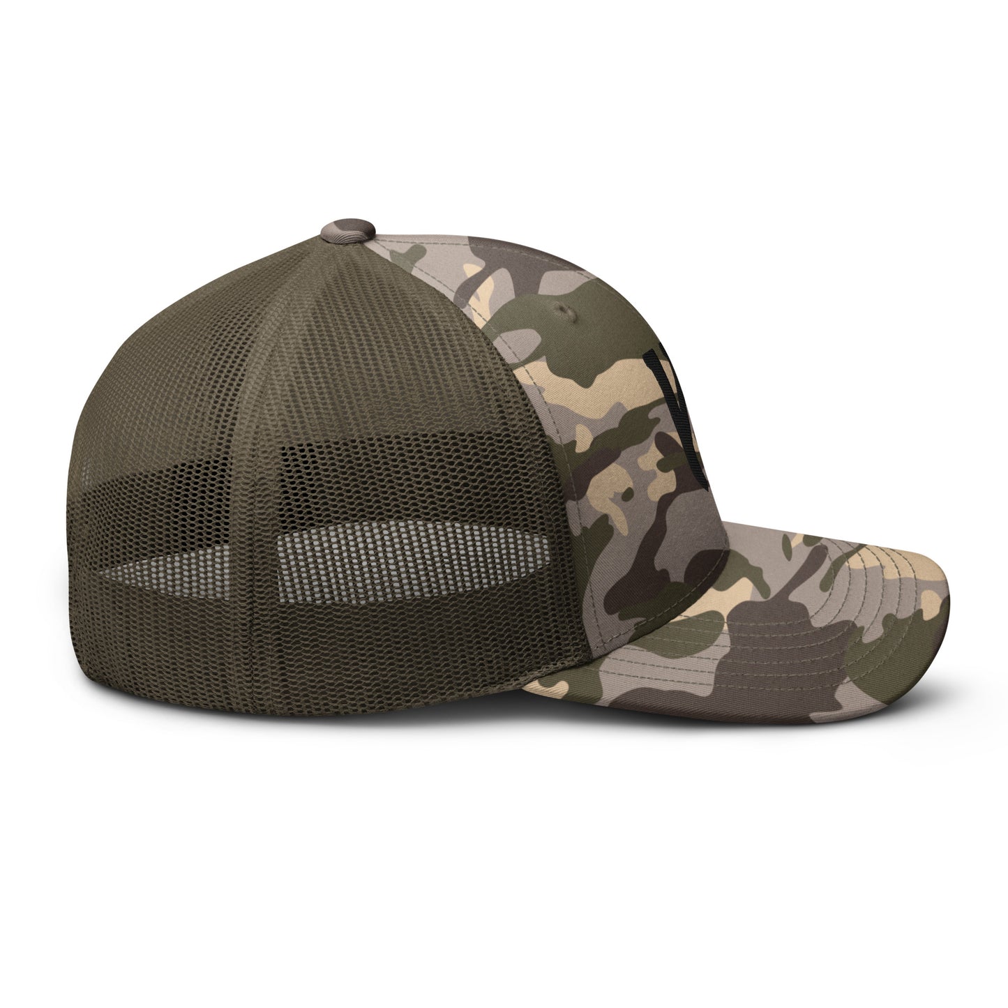 Whole Armor Black Monogram Camouflage trucker hat