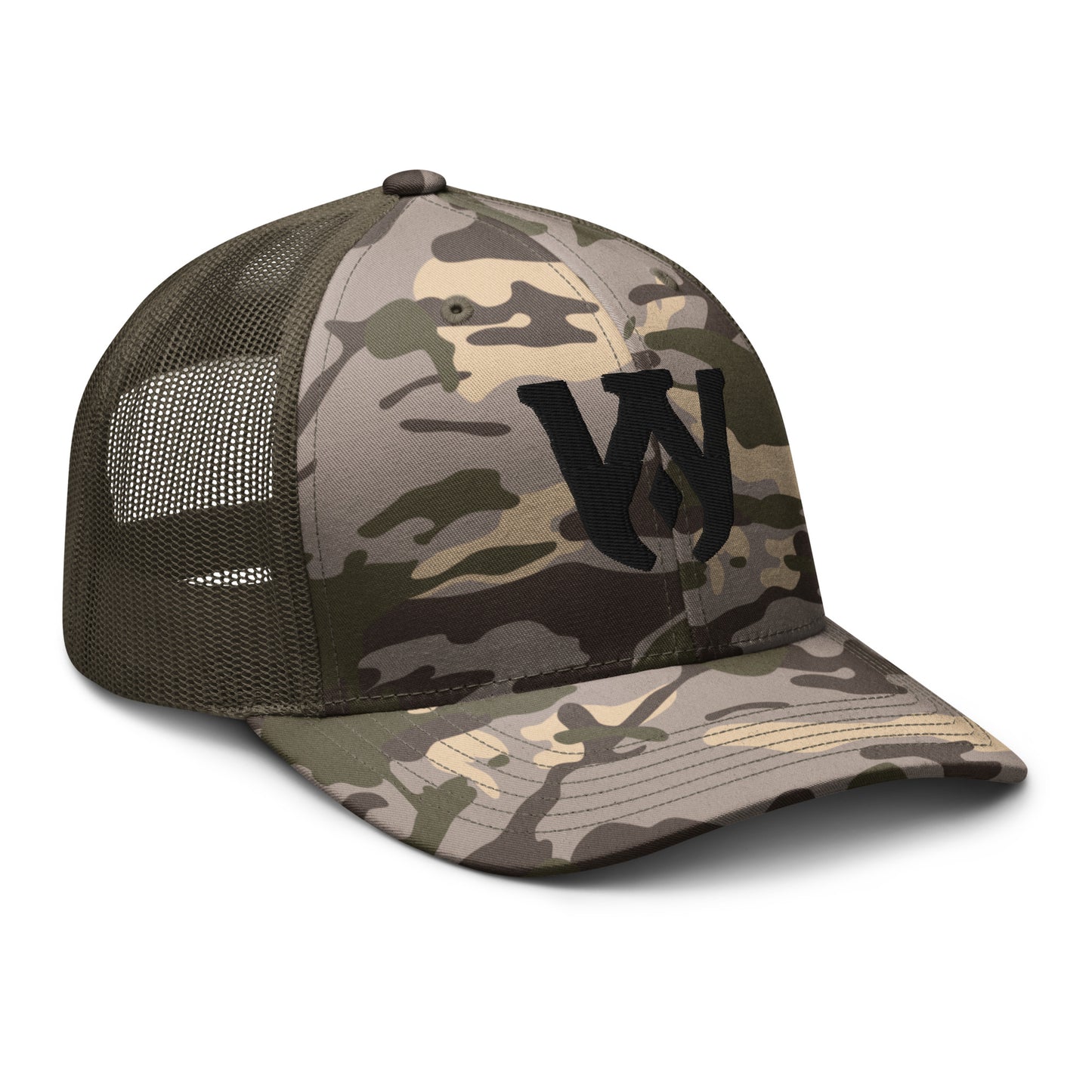 Whole Armor Black Monogram Camouflage trucker hat