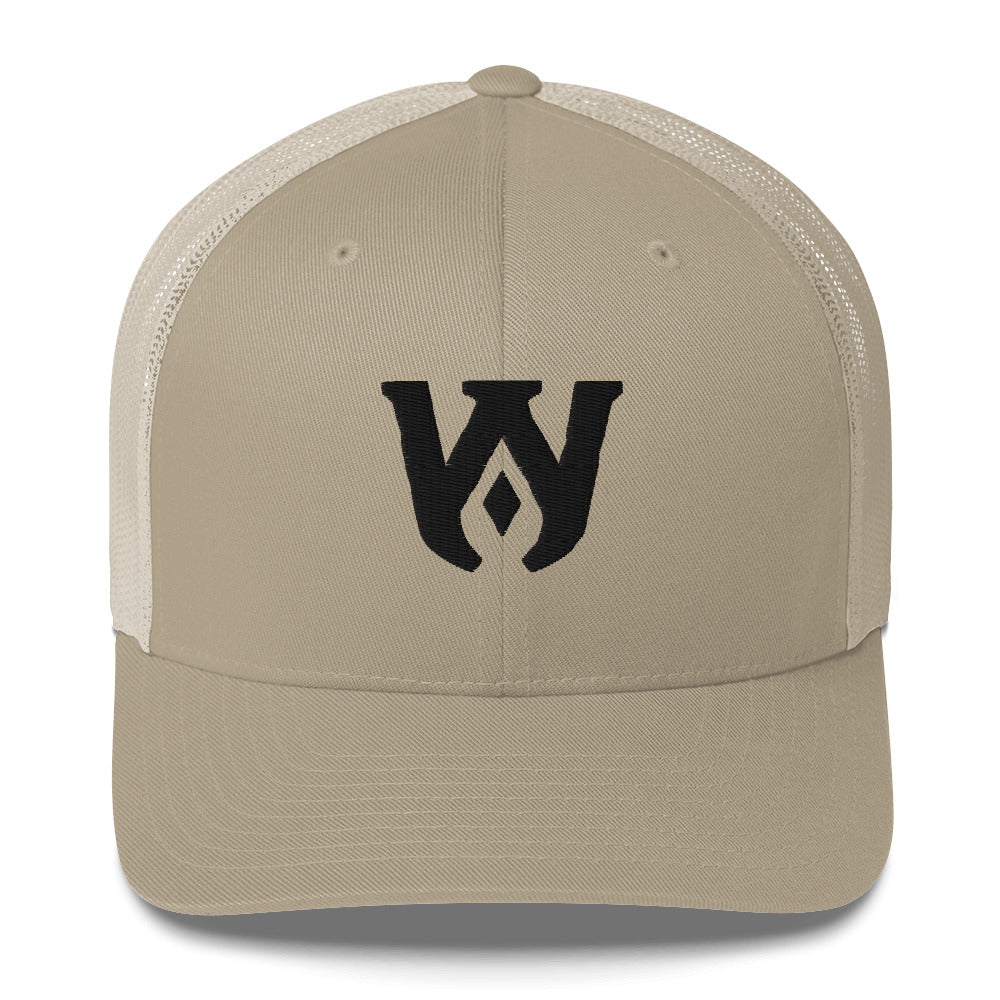 Whole Armor Black Monogram Trucker Cap