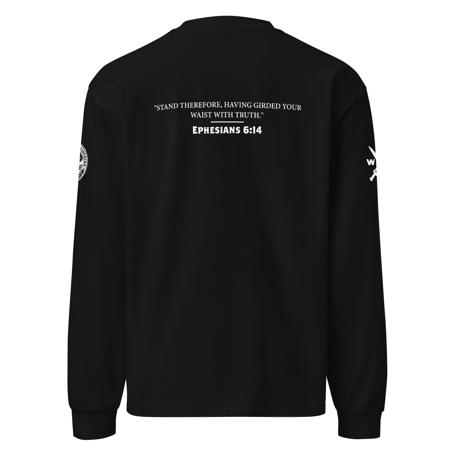 Ephesians 6:14 Belt of Truth Light on Dark Unisex Premium Heavyweight Long-Sleeve Shirt