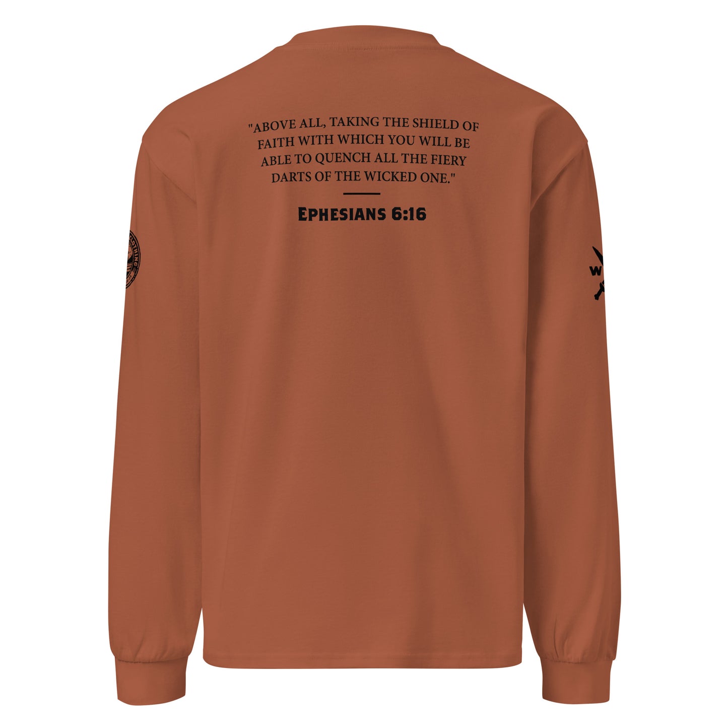 Ephesians 6:16 Black Shield of Faith Unisex Premium Heavyweight Long Sleeve Shirt