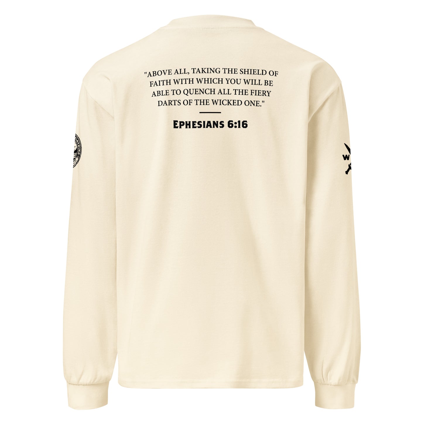 Ephesians 6:16 Black Shield of Faith Unisex Premium Heavyweight Long Sleeve Shirt