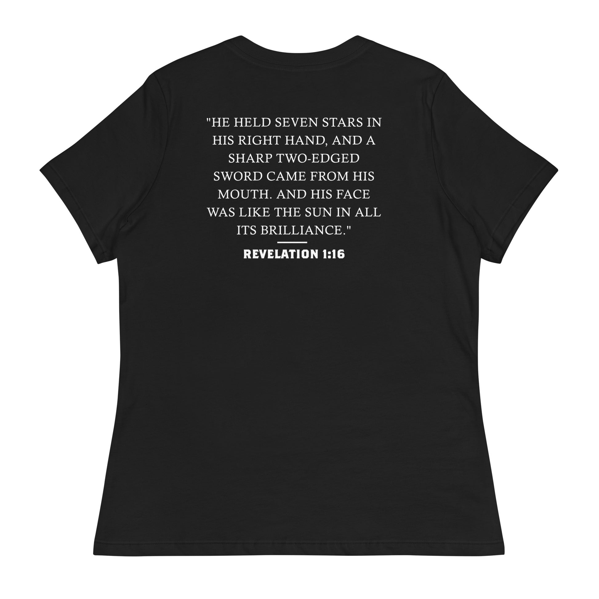 Women's Revelation 1:16 Sword and Sun T-shirt Black - Whole Armor Clothing