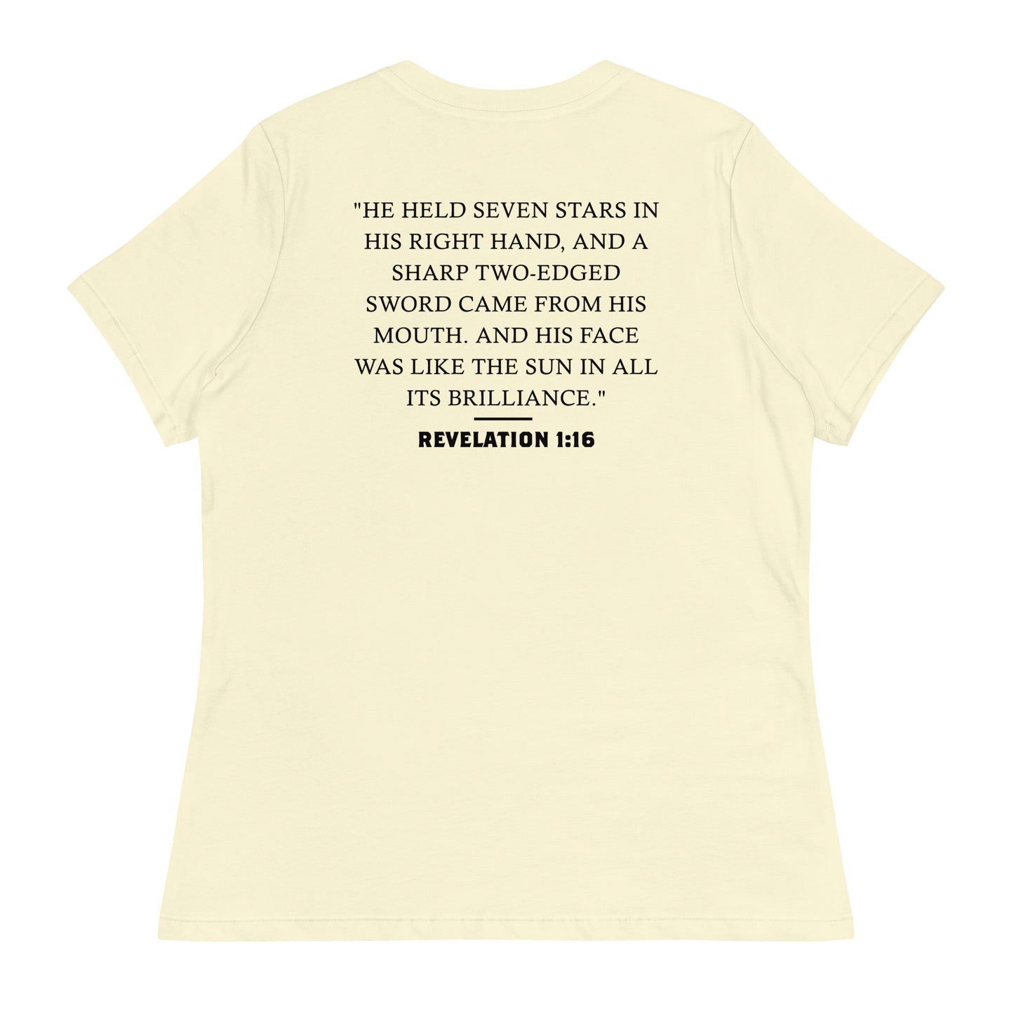 Women's Revelation 1:16 Black Sword and Sun T-shirt