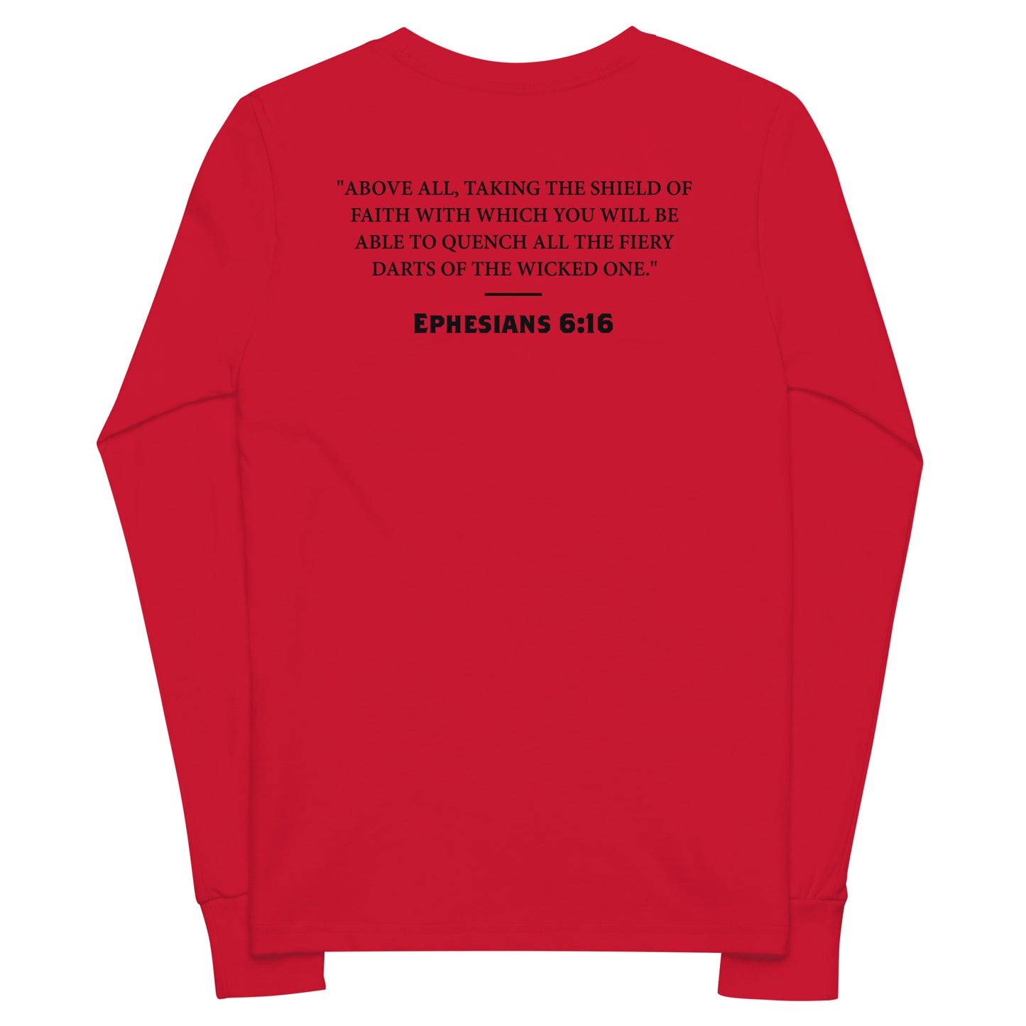 Ephesians 6:16 Black Shield of Faith Youth Long Sleeve Tee