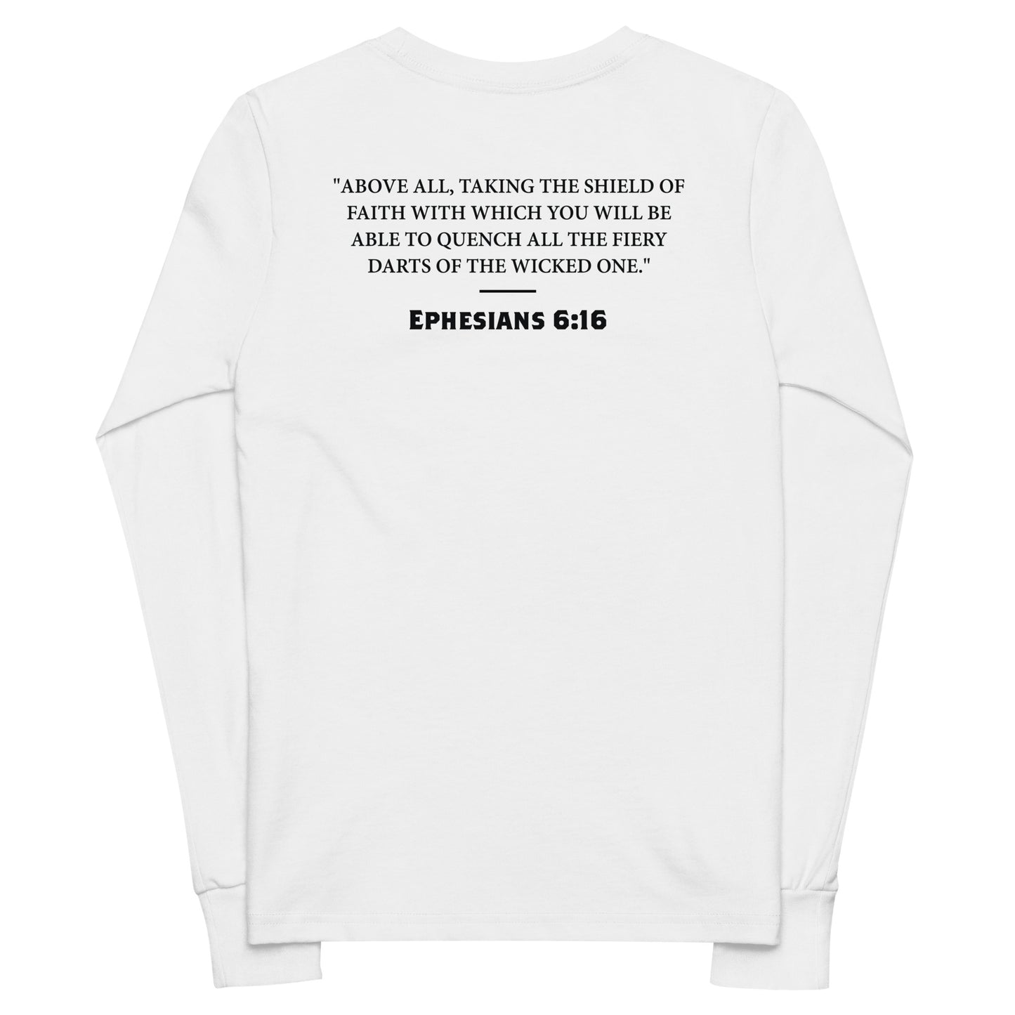 Ephesians 6:16 Black Shield of Faith Youth Long Sleeve Tee