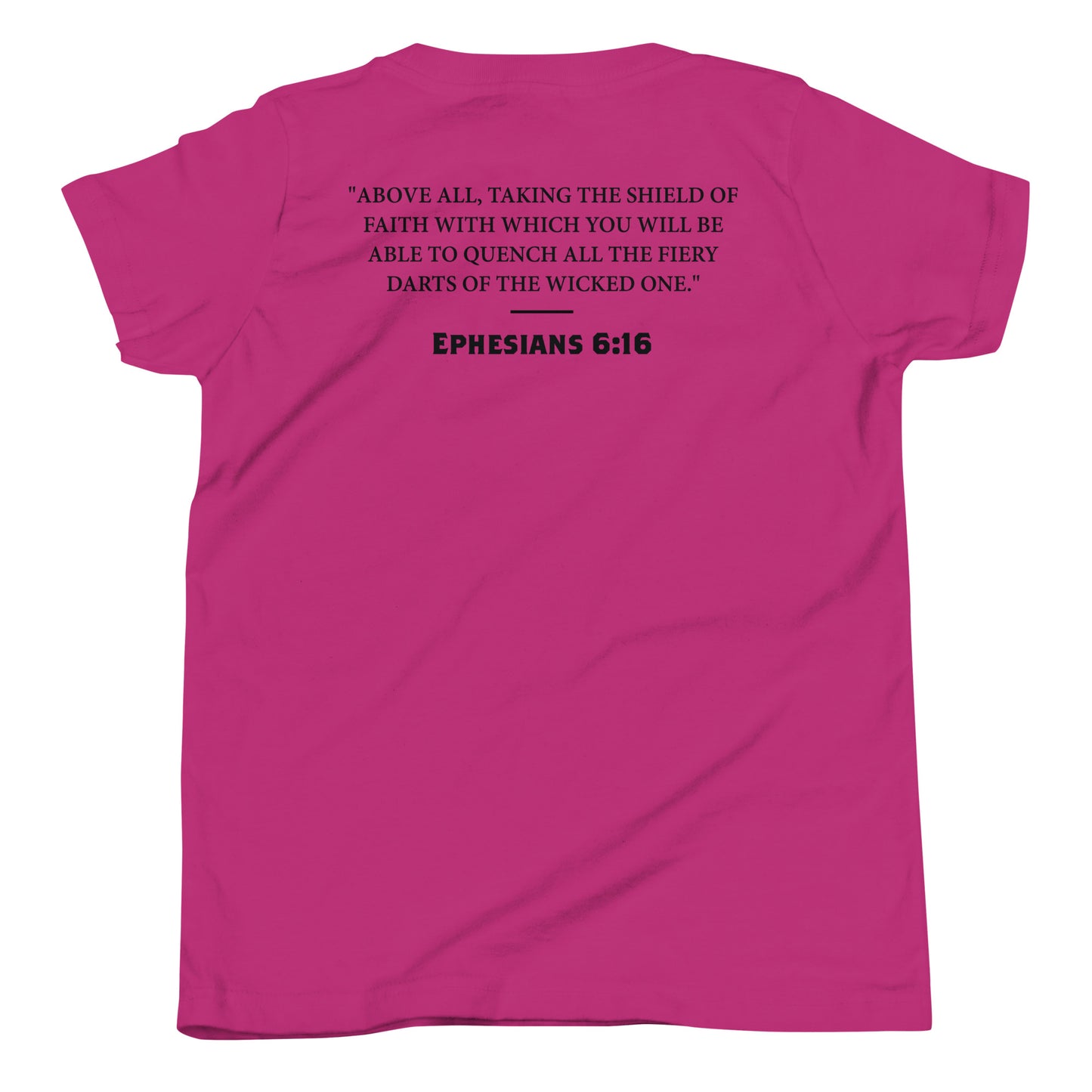 Ephesians 6:16 Black Shield of Faith Youth Short Sleeve T-Shirt