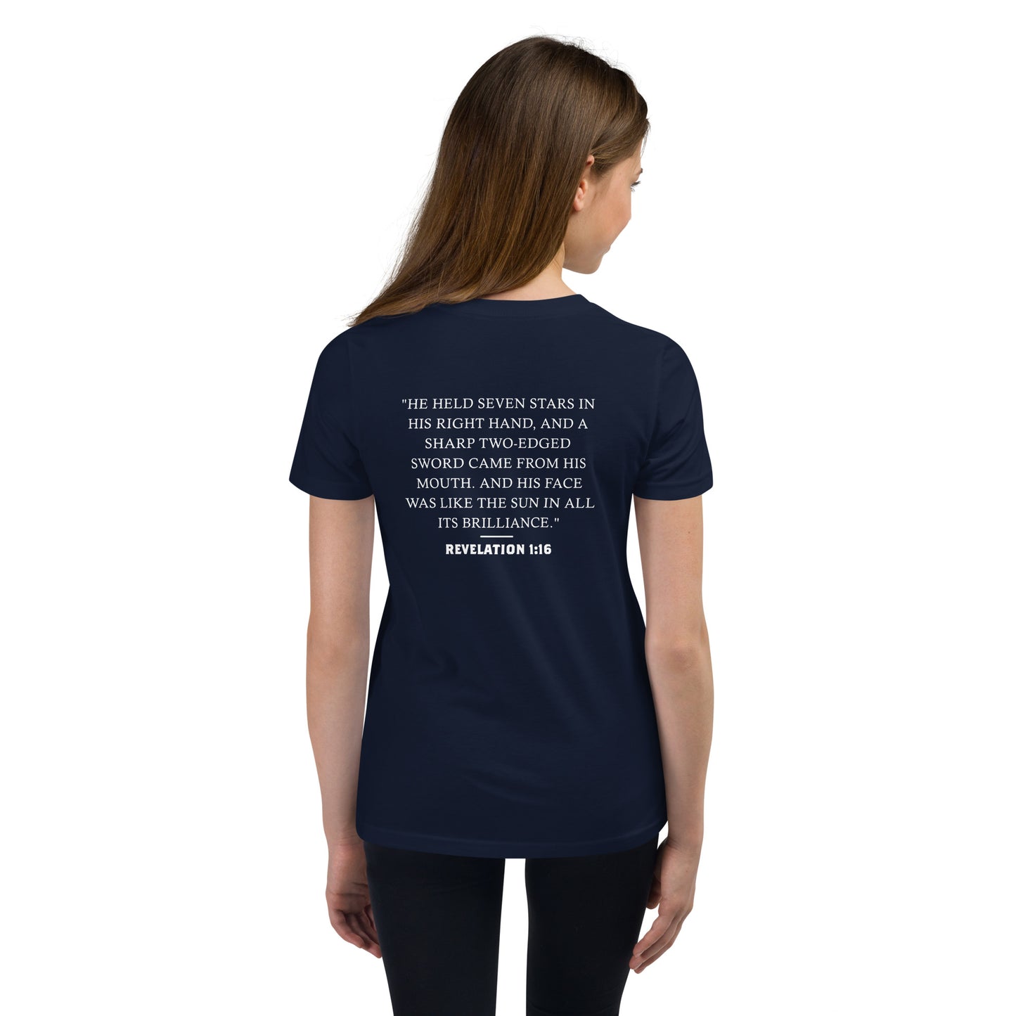 Rev 1:16 White Sword and Sun Youth Short Sleeve T-Shirt