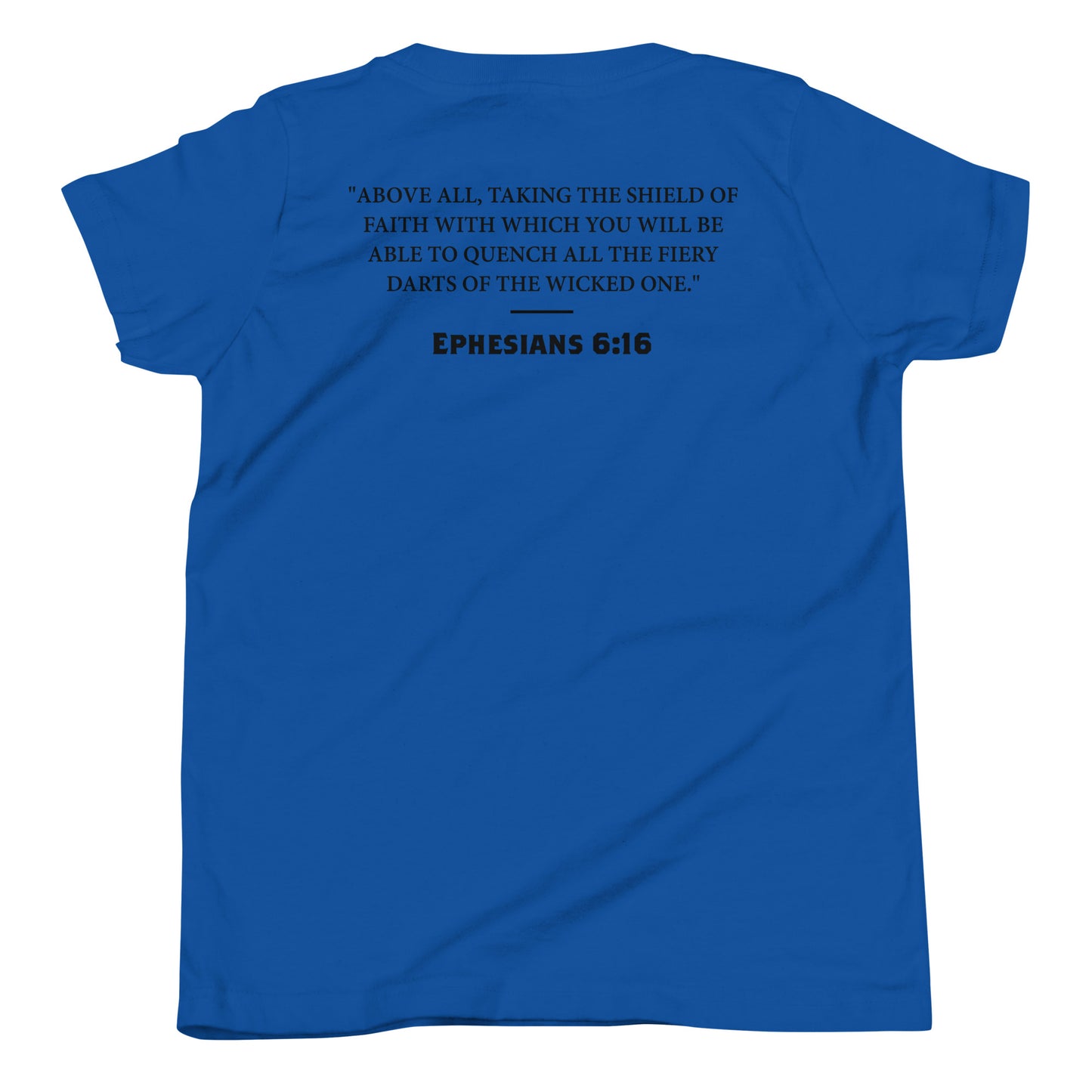 Ephesians 6:16 Black Shield of Faith Youth Short Sleeve T-Shirt