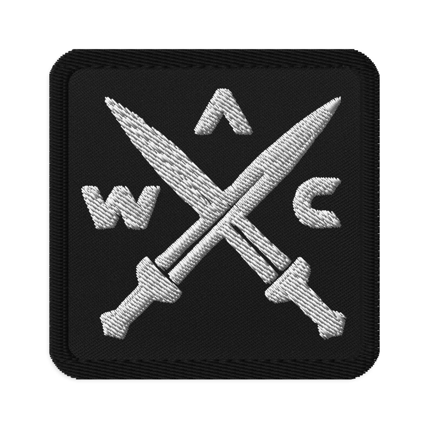 WAC crossed swords embroidered patches - square 3″×3″ - Whole Armor Clothing